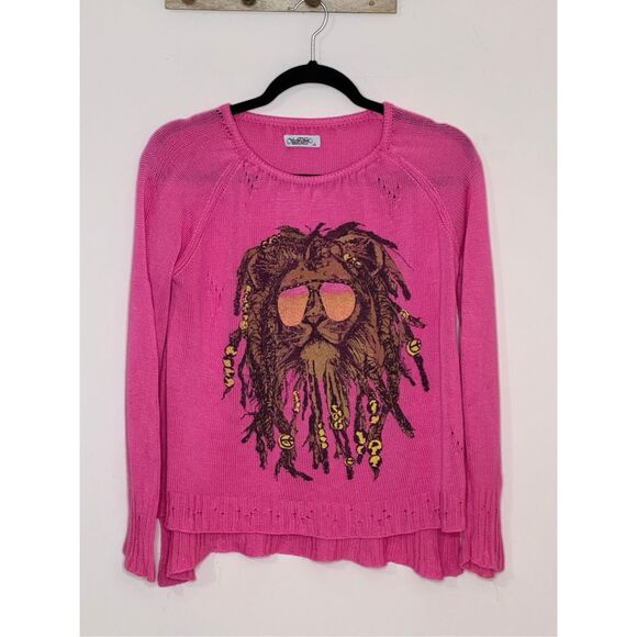 Lauren Moshi Helena Rasta Lion Sweater Pink Small - Picture 2 of 8